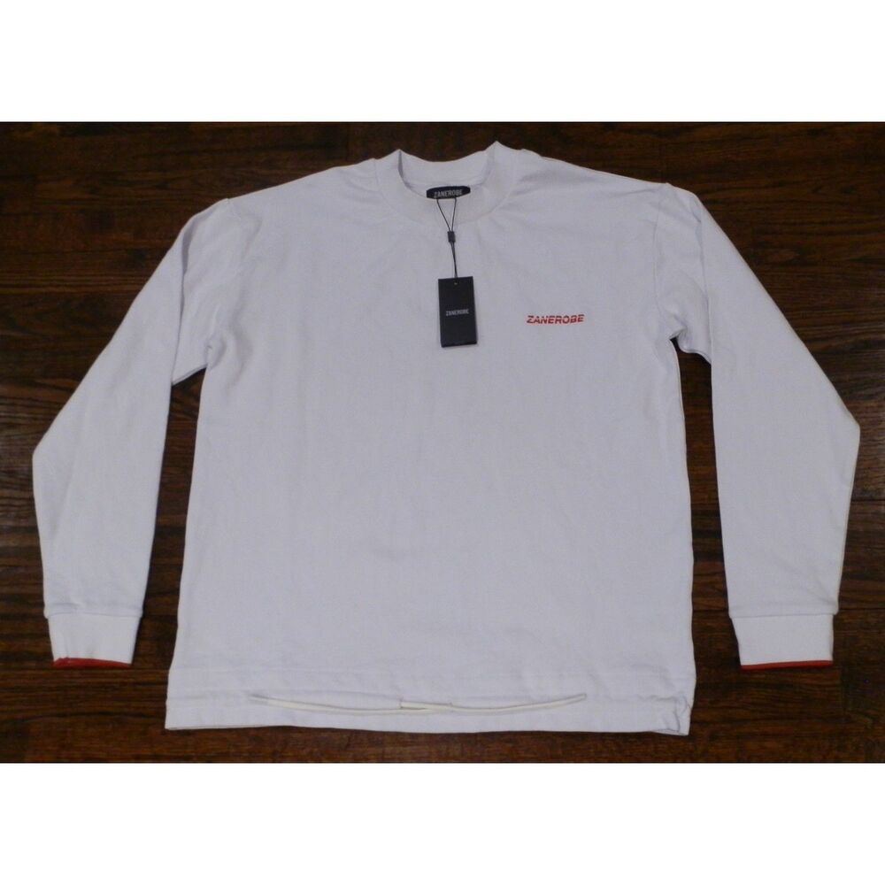 NWT White Zanerobe League Box Long Sleeve Sweatshirt Mens Medium